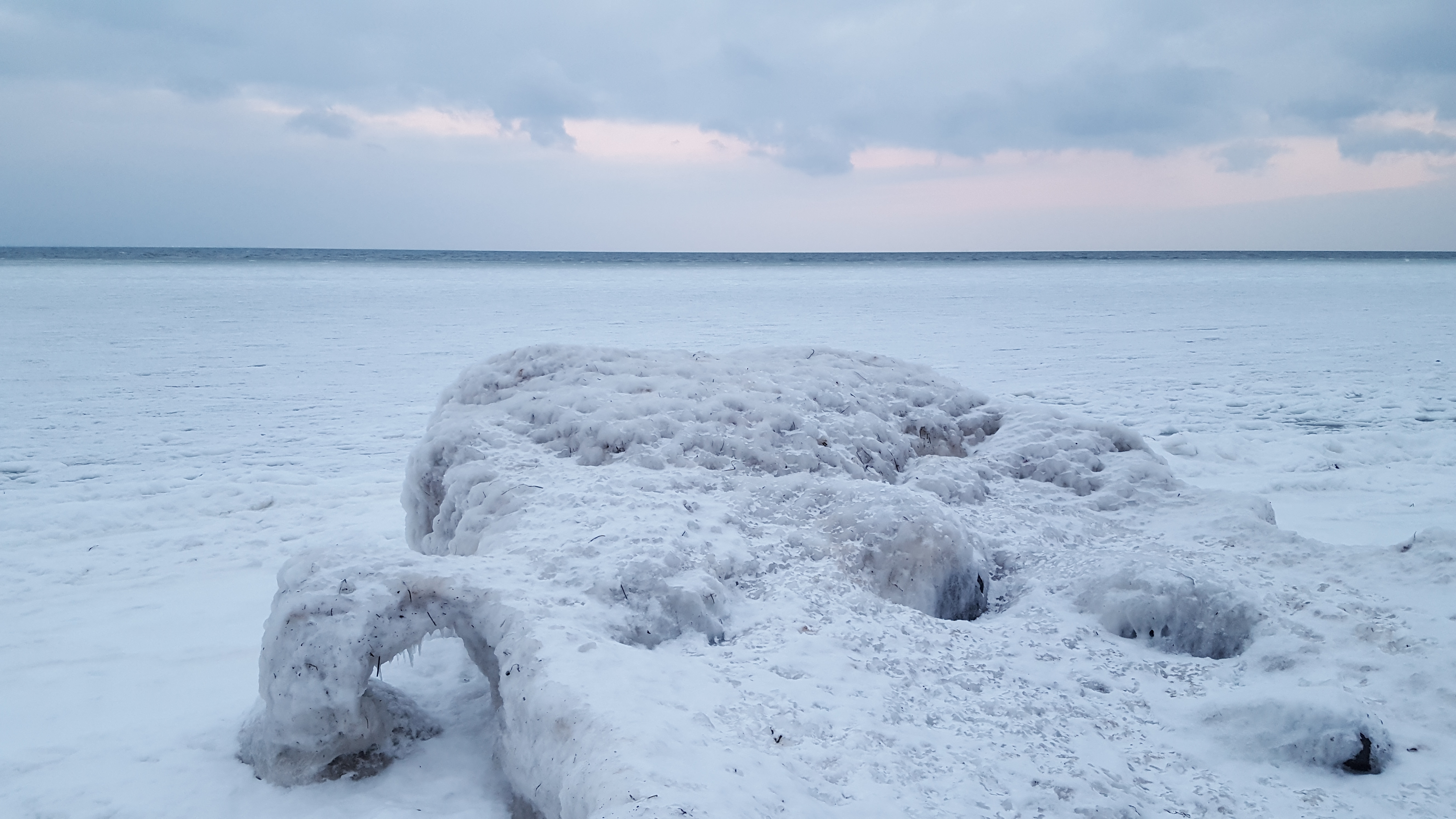 Skodsborg strans frosset til is